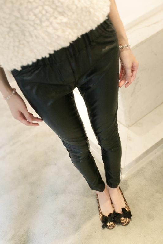 Fashion 2012 slim leather patchwork legging skinny pants boot cut jeans