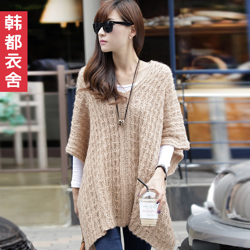 FASHION 2012 solid color V-neck sleeveless cloak sweater female gy1171 Free shipping