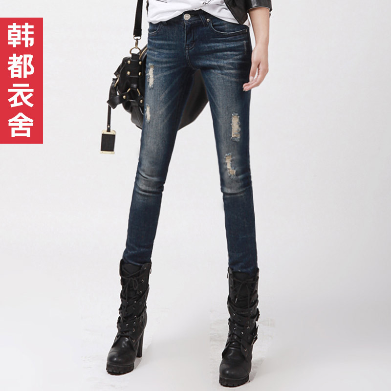 Fashion 2012 women's distrressed slim skinny jeans ek0231 free shipping