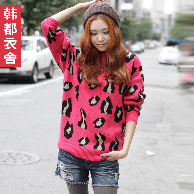 Fashion 2012 women's leopard print pullover sweater female dq1208 free shipping