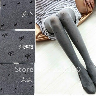 Fashion 2013 new   Retro finishing vintage heather grey color dot love bow pantyhose jacquard legging socks w739