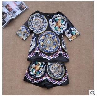 Fashion 2013 spring and summer new arrival national trend top shorts women's set taoku