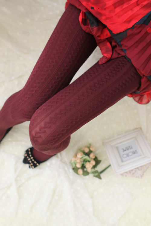 Fashion 2013 Velvet Women Tights With Geometric Stripes Design Ladies Stretchy Skinny Panty Hose Leggings