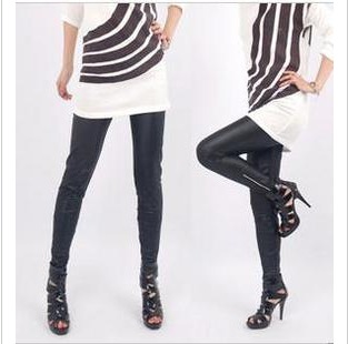 Fashion 2013 Women's Ladies' Skinny Leggings Pencil Pants Slim Tights  Faux Leather Zipper