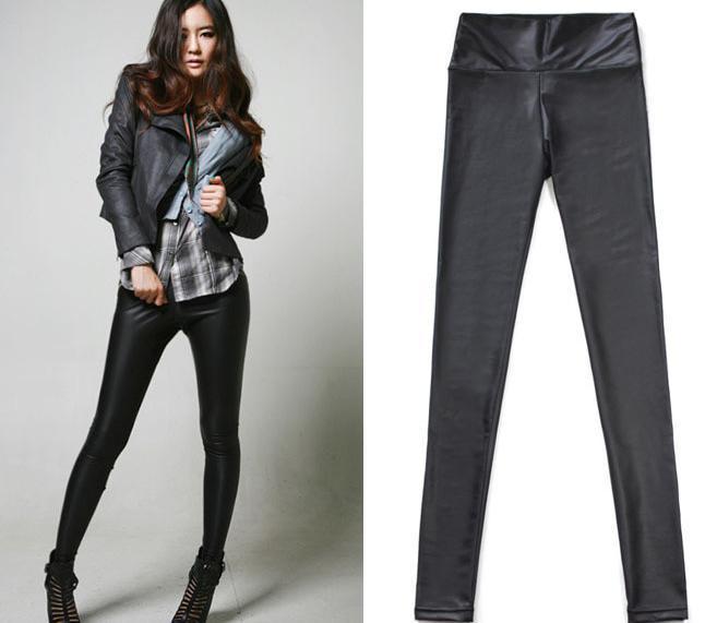 Fashion 2013 women's spring high waist matte faux leather pants women's thin black tight legging