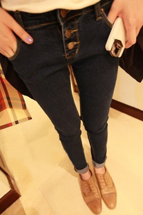 Fashion a272 2013 spring women's all-match buttons pencil pants jeans