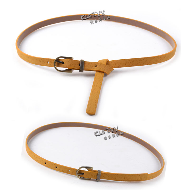 Fashion all-match 12 pigskin multicolour candy color buckle vintage copper colour genuine leather tieclasps thin belt