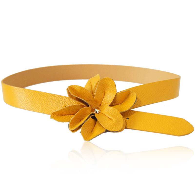 Fashion all-match three-dimensional cowhide flowers women's belt genuine leather strap Women yh8554