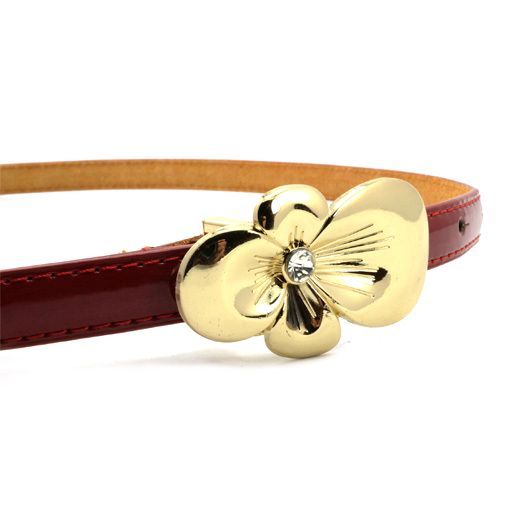 Fashion all-match women's gold buckle thin belt japanned leather candy color strap decoration belt