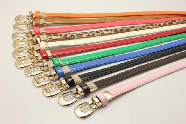 Fashion all-match women's thin belt candy color japanned leather strap female strap