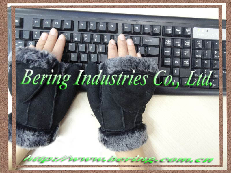 Fashion and Warm Winter Double Face Leather Gloves for Women