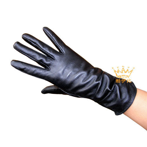 Fashion autumn and winter fashion women's sheepskin genuine leather gloves leather soft thermal popular pleated paragraph