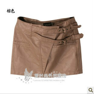 Fashion autumn and winter spring women's ultra-short mini leather skirt black zipper bust skirt short skirt