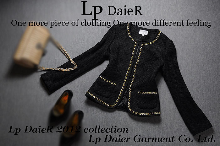 Fashion autumn gold chain decoration popper coat 3517