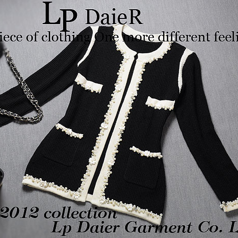 Fashion autumn knitted beading outerwear 33070