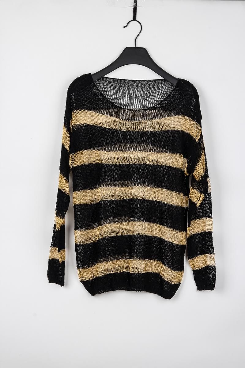 Fashion autumn liangsi patchwork stripe o-neck loose long-sleeve pullover wool sweater female