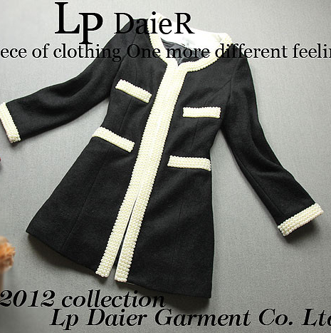 Fashion autumn pocket cuff beading outerwear 3508