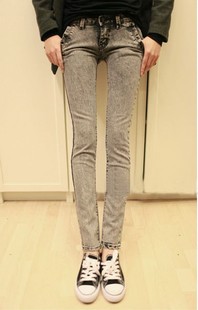 Fashion b017 2013 spring women's all-match smoky grey skinny jeans pants