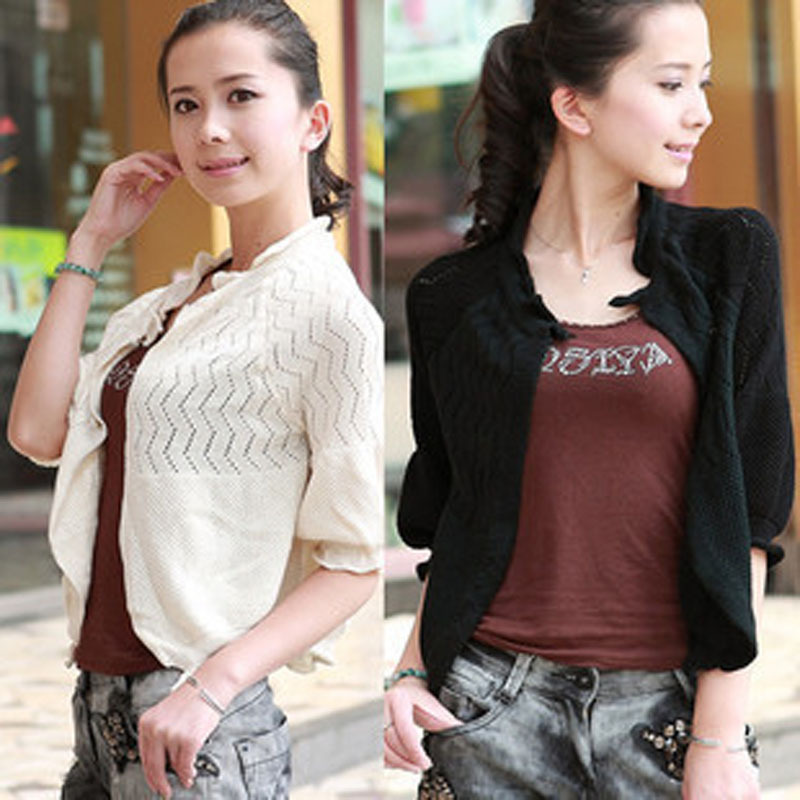 Fashion baimuer laciness no button sweater cardigan baimuer cutout kaross