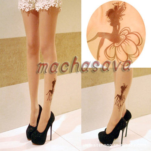 Fashion Beauty Angel Tights Transparent Tattoo Leggings Pantyhose Stockings