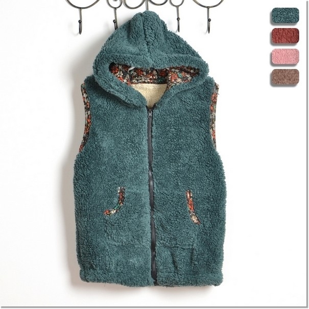 Fashion berber fleece with a hood liner fresh belt women's vest