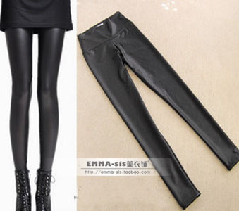 Fashion black low-waist dull slim faux leather legging patent leather matte leather pants thinleggins pants women