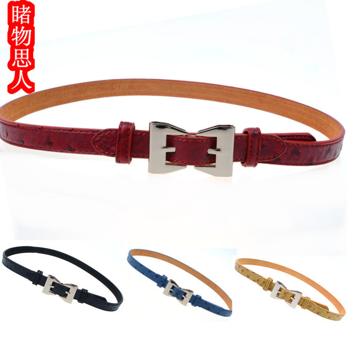 fashion Bow belt women's thin belt decoration belt genuine leather strap accessories all-match