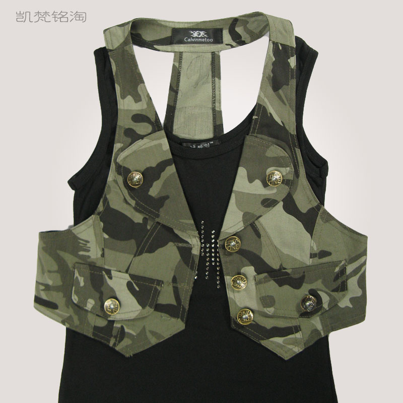 Fashion camouflage women's slim pull style vest casual vest clothes t803