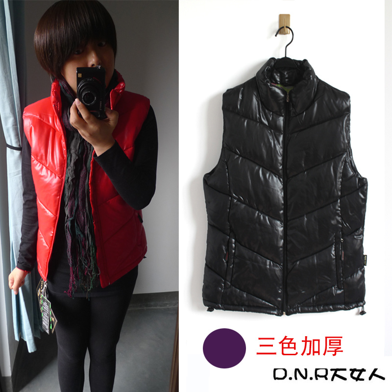 Fashion candy color glossy thickening wadded jacket vest plus size clothing 2012 winter mm outerwear