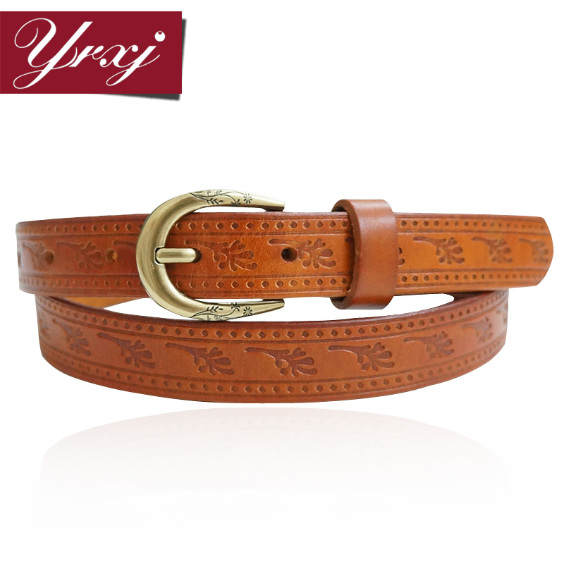 Fashion carved yrxj brief fashionable casual genuine leather belt buckle Women all-match genuine leather strap bj058