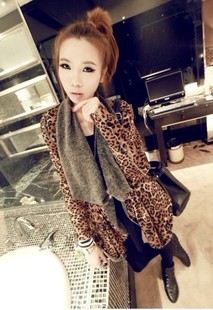 Fashion cat 2013 spring women's simple fashion all-match irregular leopard print outerwear