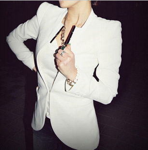 Fashion cat 2013 spring women's unique metal slim small suit jacket Free Shipping