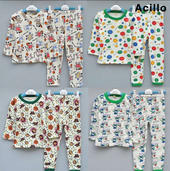 Fashion children's clothing underwear set chromophous 100% cotton thermal at home service