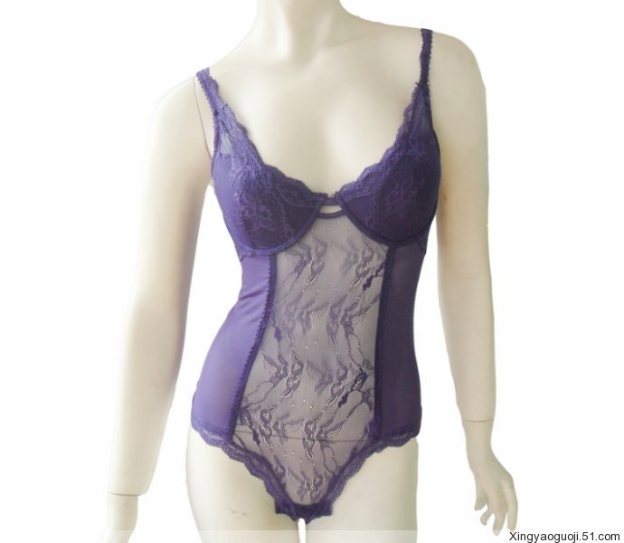 Fashion closer purplish blue lace sexy corset bodysuit 80d85d