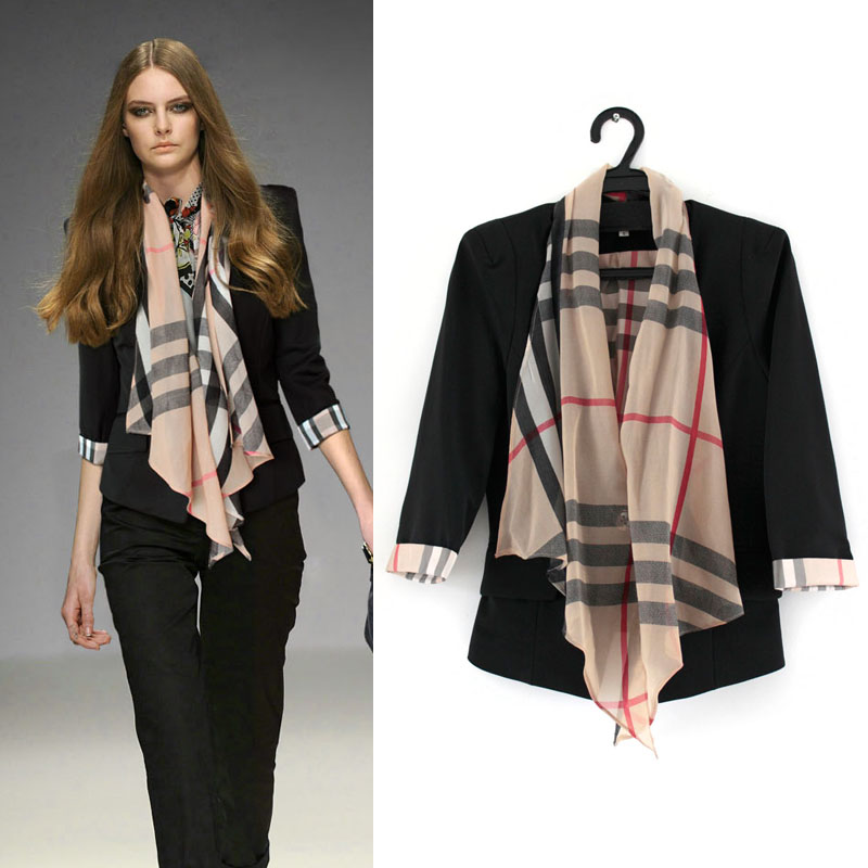 fashion clothes 2013 spring fashion three quarter sleeve plaid design short outerwear one button blazer female