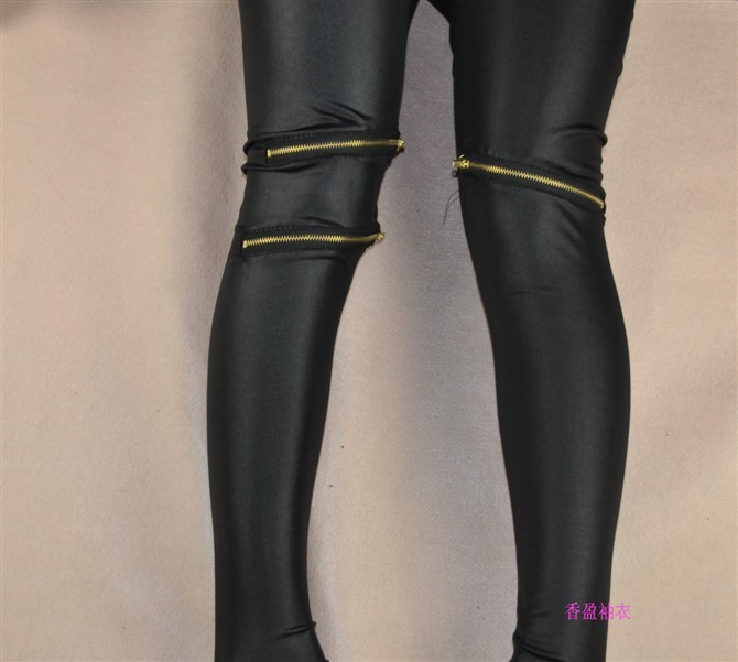 fashion clothes Faux leather zipper unique ankle length legging 15