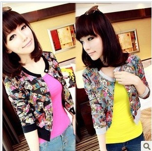 Fashion comic pattern Slim short jacket