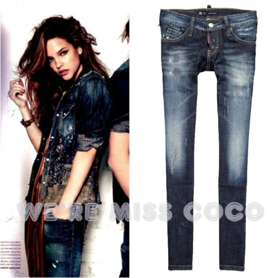 Fashion Cool Autumn/ Winter Distressed Do Dirt Low Rise Skinny Jeans for Ladies Women