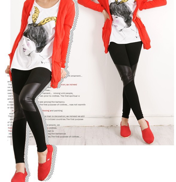 Fashion cotton leather leggings Free Shipping 3024