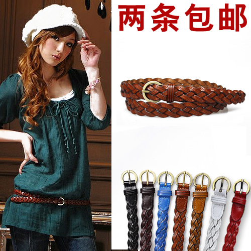 Fashion cowhide strap all-match genuine leather belt twisted cowhide women's thin belt