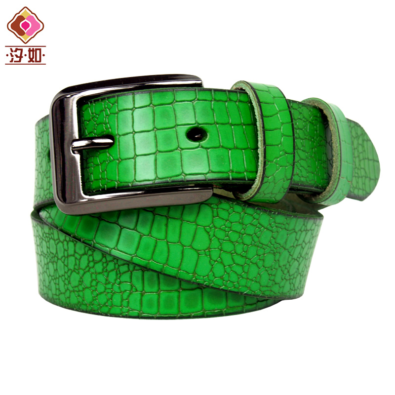 Fashion crocodile pattern women's leather strap vintage casual genuine leather waist of trousers belt brown