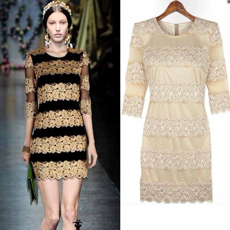 Fashion cutout rose crochet vintage long-sleeve slim dress Free Shipping!