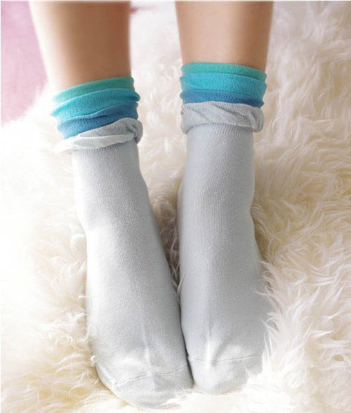 Fashion  Designer Brand Women's Socks With Multi-layer Lace Hem,Free Shipping