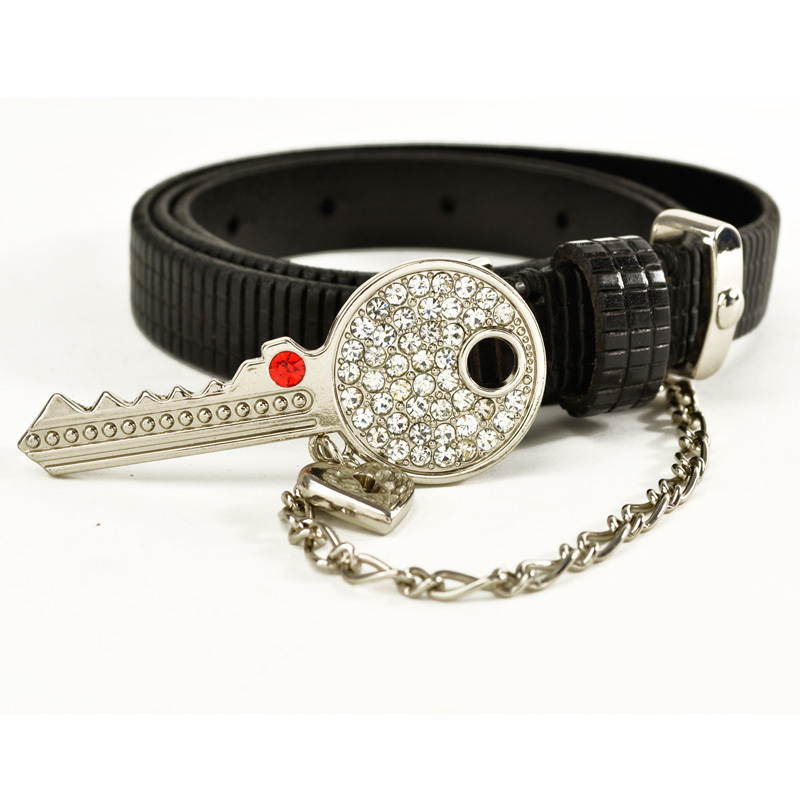 Fashion diamond decoration women's first layer of cowhide belt crushing key decoration genuine leather strap