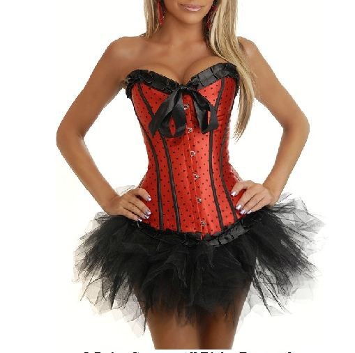 fashion dot red sexy corset  burlesque Moulin Rouge Lolita  bustier Corset Dress Tutu skirt string  S-2XL