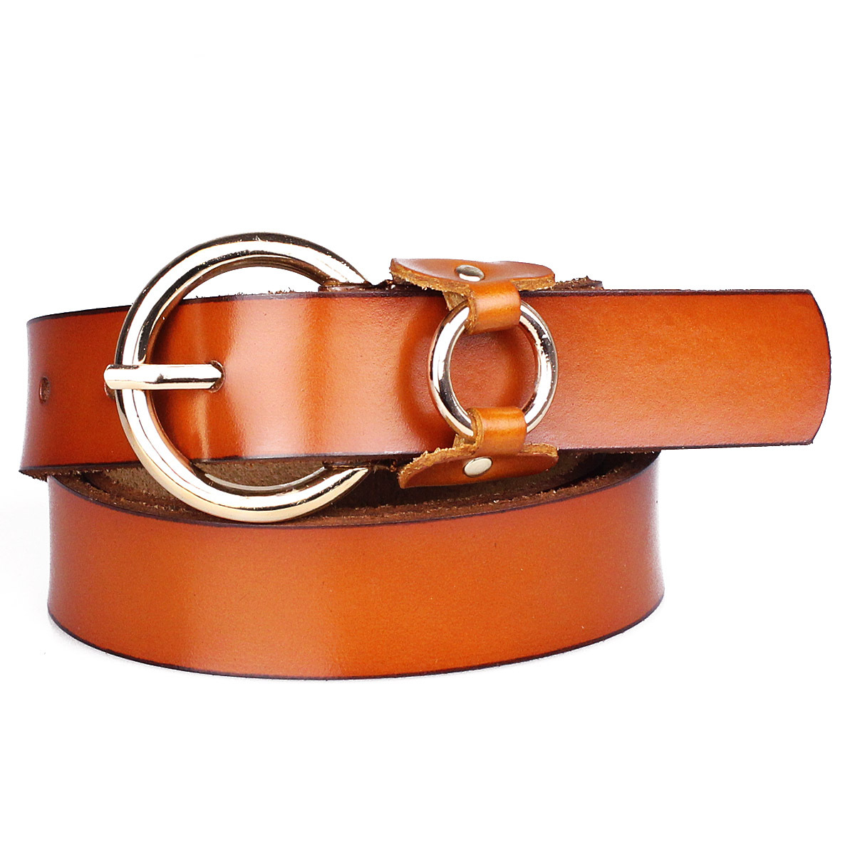 Fashion double-ring buckle strap cowhide belt women's belt genuine leather strap belt pin buckle strap female