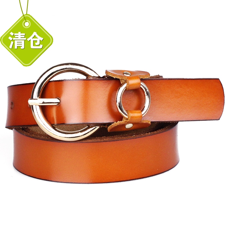 Fashion double-ring buckle strap cowhide belt women's belt genuine leather strap belt pin buckle strap female