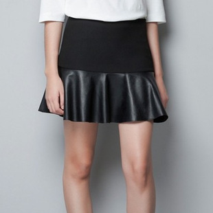 Fashion elegant vintage women's end of a single short design leather bust skirt