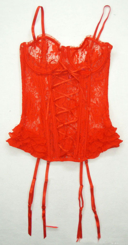 Fashion end of a single red transparent lace bra shaper corset 3x4xl