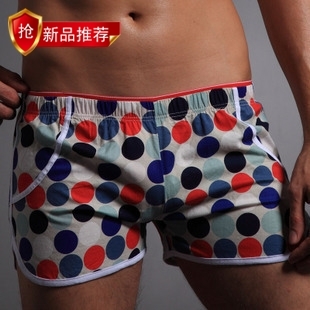 Fashion fashion dot 100% cotton male lounge pants casual pants male trunk 1111863 12 pcs/lot free shipping